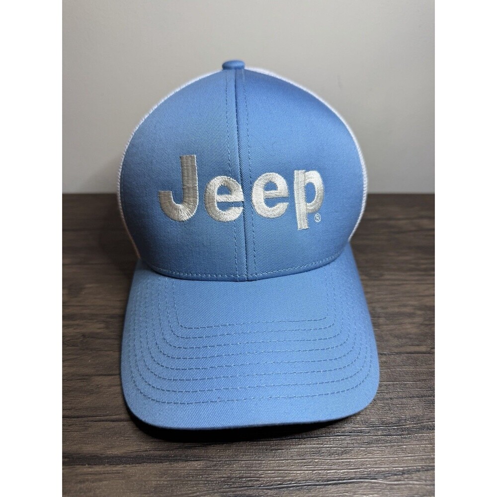 RARE Jeep Trucker Hat Blue and White Snapback Pacific Headwear 104C Pro OS